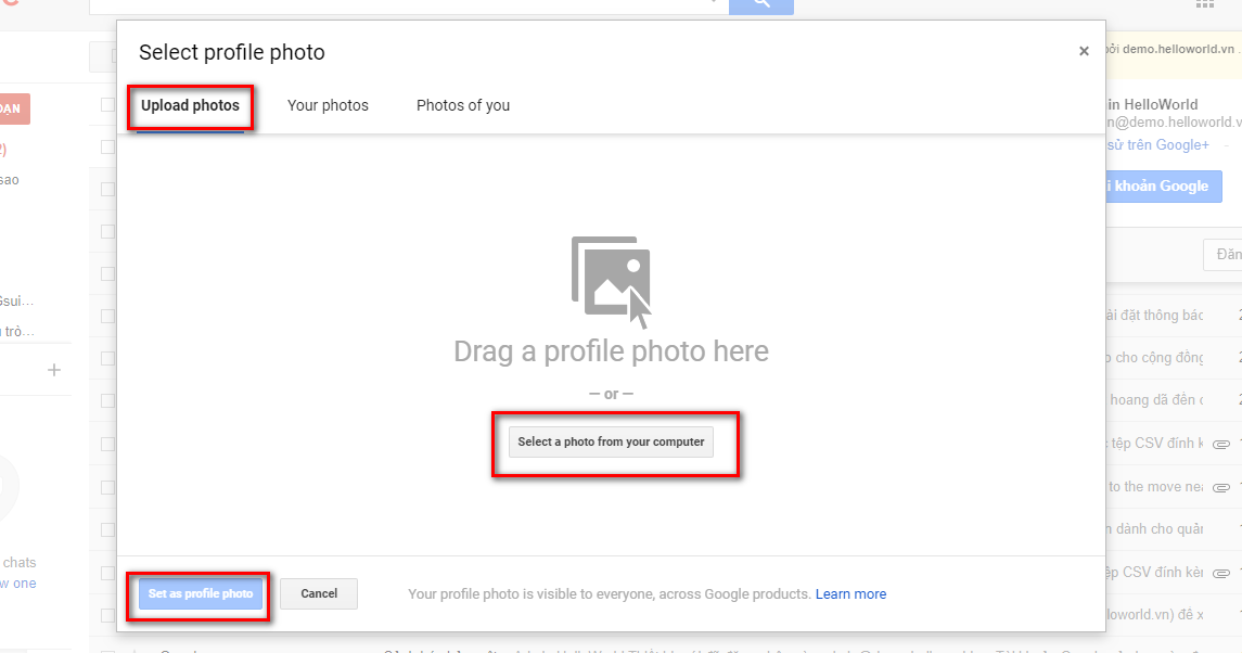Hướng dẫn thay đổi avatar trên Gmail